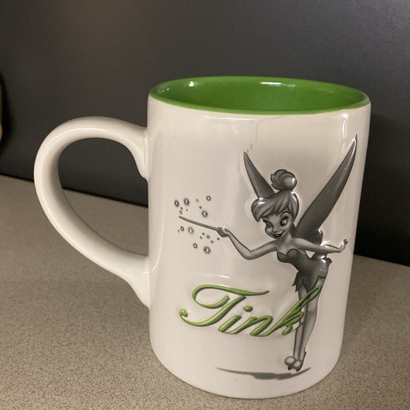 Coffee Mug Cup Green Walt Disney Tinker Bell Fairy Tink Pinocchio Thailand White - Picture 2 of 3